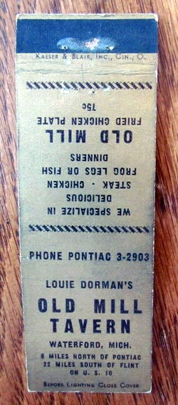 Cascade Motel (Olde Mill Inn on the Lake) - Matchbook (newer photo)